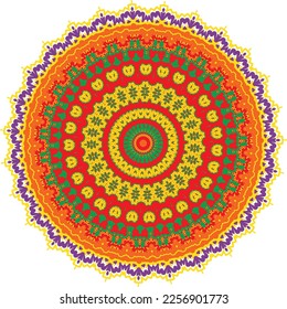 Bright, colorful round pattern. Vector file for designs.
