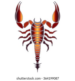 Bright colorful scorpion, zodiac Scorpio sign for astrological predestination and horoscope