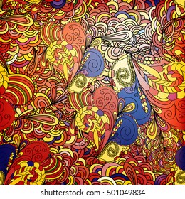 Bright colorful seamless doodle pattern