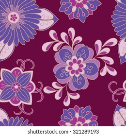 Bright colorful seamless floral pattern - background for wallpaper and fabric.