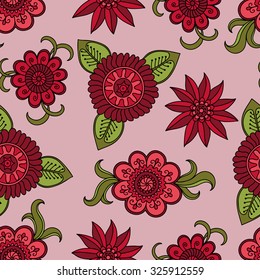 Bright colorful seamless floral pattern - background for wallpaper and fabric.