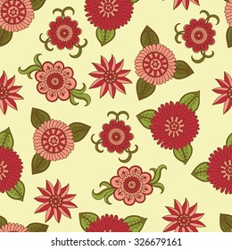 Bright colorful seamless floral pattern - background for wallpaper and fabric.