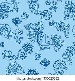 Bright colorful seamless floral pattern - background for wallpaper and fabric.