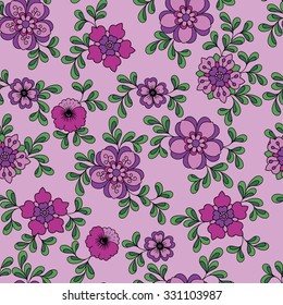 Bright colorful seamless floral pattern - background for wallpaper and fabric.