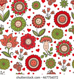 Bright colorful seamless floral pattern - background for wallpaper and fabric.