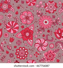 Bright colorful seamless floral pattern - background for wallpaper and fabric.