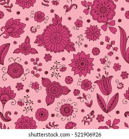 Bright colorful seamless floral pattern - background for wallpaper and fabric.