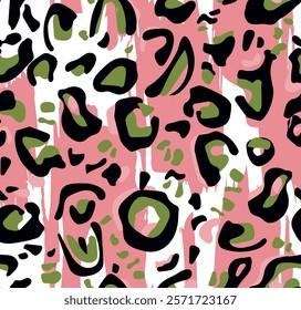 Bright  colorful seamless leopard print background. Wild exotic animal print design. wallpaper.