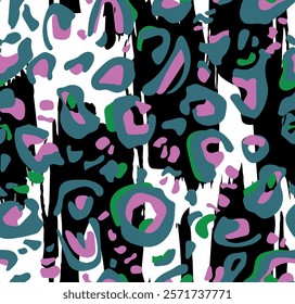 Bright  colorful seamless leopard print background. Wild exotic animal print design. wallpaper.