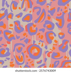 Bright  colorful seamless leopard print background. Wild exotic animal print design. wallpaper.