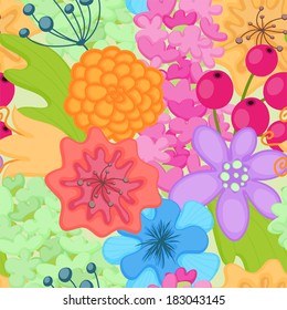 Bright colorful seamless (pattern) with flowers