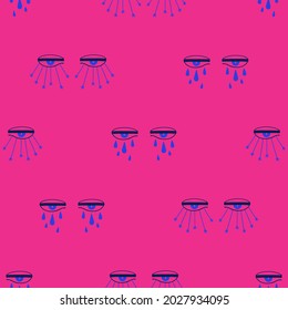 Bright colorful seamless pattern with funky eyes. Mystic fabric design, wallpaper or background. 