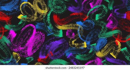 Helle bunte nahtlose Muster. Gruge Textur nahtloser Hintergrund. Aquarell Endlos Wiederholen Hintergrund. Linien, Kurven, Wellen und Pinselstriche Textur.
