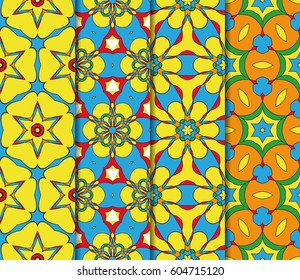 bright colorful seamless pattern set. abstract geometric design with color shape. vector illustration. for design wallpaper, cover book, interior design, textile fabric