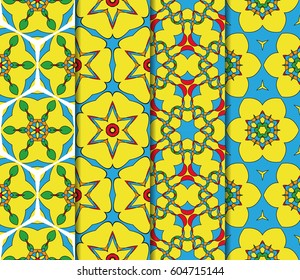 bright colorful seamless pattern set. abstract geometric design with color shape. vector illustration. for design wallpaper, cover book, interior design, textile fabric