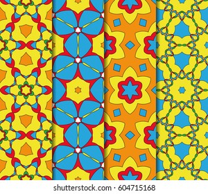 bright colorful seamless pattern set. abstract geometric design with color shape. vector illustration. for design wallpaper, cover book, interior design, textile fabric