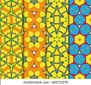 bright colorful seamless pattern set. abstract geometric design with color shape. vector illustration. for design wallpaper, cover book, interior design, textile fabric