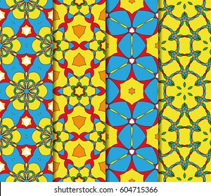 bright colorful seamless pattern set. abstract geometric design with color shape. vector illustration. for design wallpaper, cover book, interior design, textile fabric