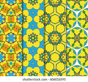 bright colorful seamless pattern set. abstract geometric design with color shape. vector illustration. for design wallpaper, cover book, interior design, textile fabric