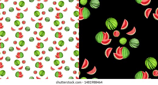 Bright colorful seamless pattern. This year's trend is watermelon print. A slice of watermelon