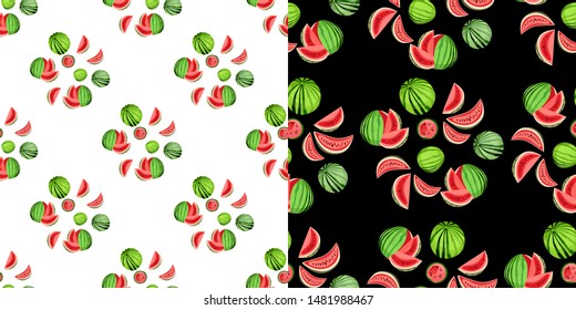 Bright colorful seamless pattern. This year's trend is watermelon print. A slice of watermelon
