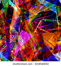 Bright colorful seamless texture from triangles and stripes. Abstract vector background for web page, banners backdrop, fabric, home decor, wrapping