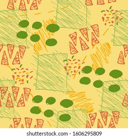 Bright colorful seamless vector pattern in exotic ethnic tropic design. Seamless pattern with fashion jungle graphic
