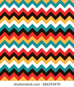 Bright colorful seamless zig zag pattern. Abstract chevron background.