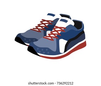 Bright colorful sneakers isolated on white background. Vector illustration.
