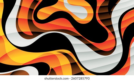 Bright colorful spotted wallpaper in fiery tones. A beautiful illustration for interior decoration, corporate designs, blogs, postcards, posters and your other projects. Vector. 

