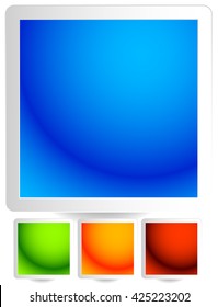 Bright, colorful square button, badge, pin backgrounds with borders