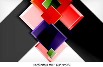 Forma cuadrada de color brillante bloques de fondo geométrico, plantilla vectorial moderna