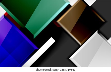 Forma quadrada colorido brilhante bloqueia fundo geométrico, vetor modelo moderno