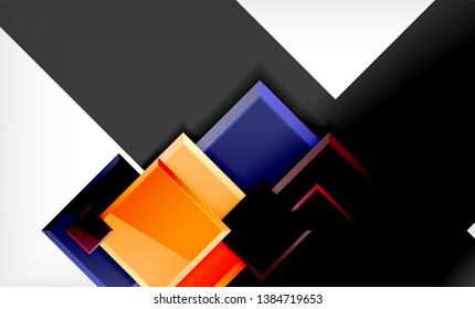 Bright colorful square shape blocks geometrical background, vector modern template