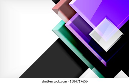 Bright colorful square shape blocks geometrical background, vector modern template
