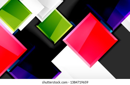 Bright colorful square shape blocks geometrical background, vector modern template