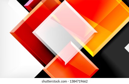 Bright colorful square shape blocks geometrical background, vector modern template