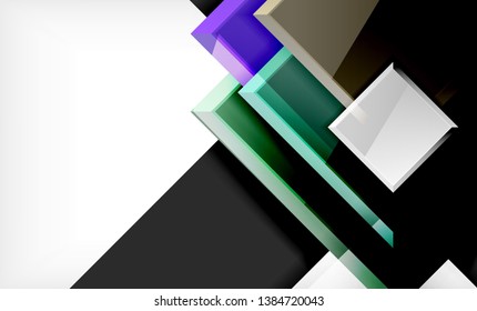 Bright colorful square shape blocks geometrical background, vector modern template