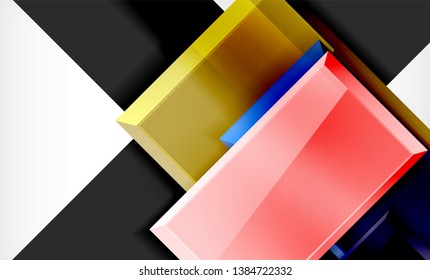 Bright colorful square shape blocks geometrical background, vector modern template