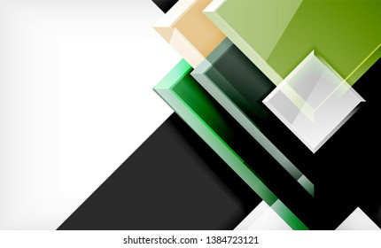 Bright colorful square shape blocks geometrical background, vector modern template