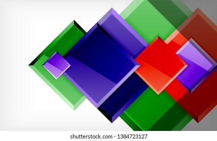 Bright colorful square shape blocks geometrical background, vector modern template