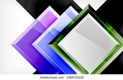 Forma cuadrada de color brillante bloques de fondo geométrico, plantilla vectorial moderna