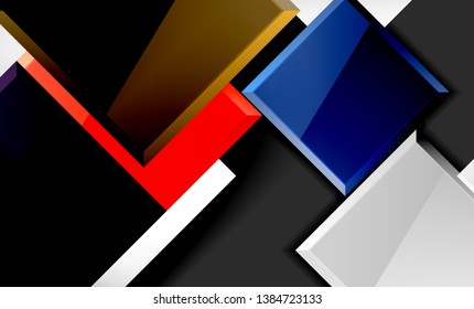 Forma cuadrada de color brillante bloques de fondo geométrico, plantilla vectorial moderna