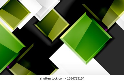Forma cuadrada de color brillante bloques de fondo geométrico, plantilla vectorial moderna