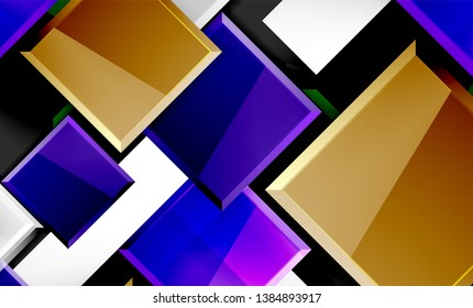 Bright colorful square shape blocks geometrical background, vector modern template