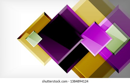 Bright colorful square shape blocks geometrical background, vector modern template