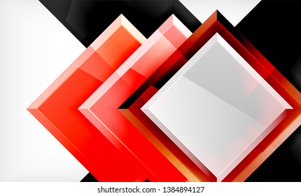 Forma cuadrada de color brillante bloques de fondo geométrico, plantilla vectorial moderna