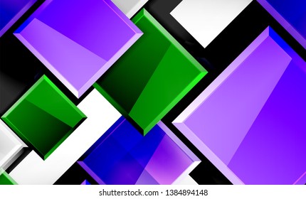 Bright colorful square shape blocks geometrical background, vector modern template