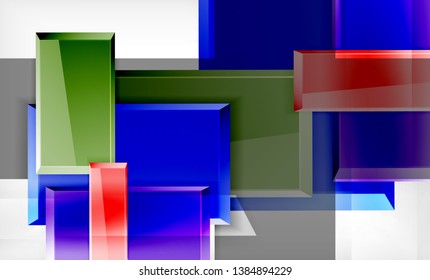 Bright colorful square shape blocks geometrical background, vector modern template