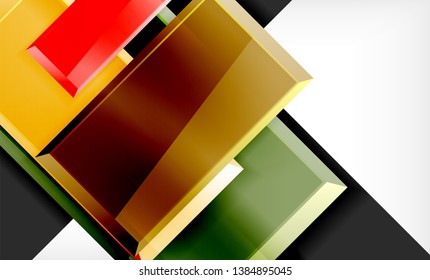 Bright colorful square shape blocks geometrical background, vector modern template